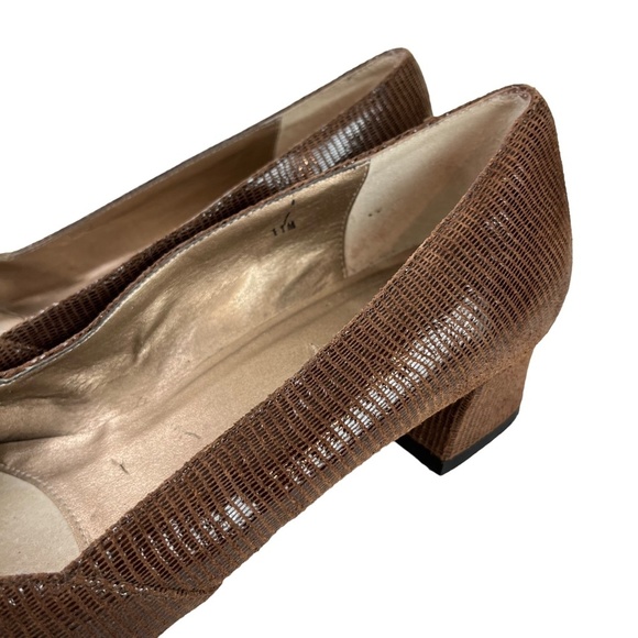 VAN ELI VANELI Genuine Leather Chocolate Brown Slip On Block Heel Pumps Shoes 11 - Picture 9 of 16